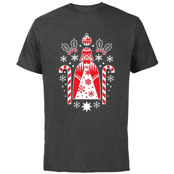 Star Wars Darth Vader Nordic Print Christmas Holiday - Short Sleeve Cotton T-Shirt for Adults - Customized-Charcoal