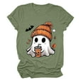 thumbnail image 6 of enyan Women Shirt Halloween Basic Tee Graphic Pumpkin Cute Ghost Graphic Tops Top Funny Tshirts for Women Light Green,S, 6 of 6