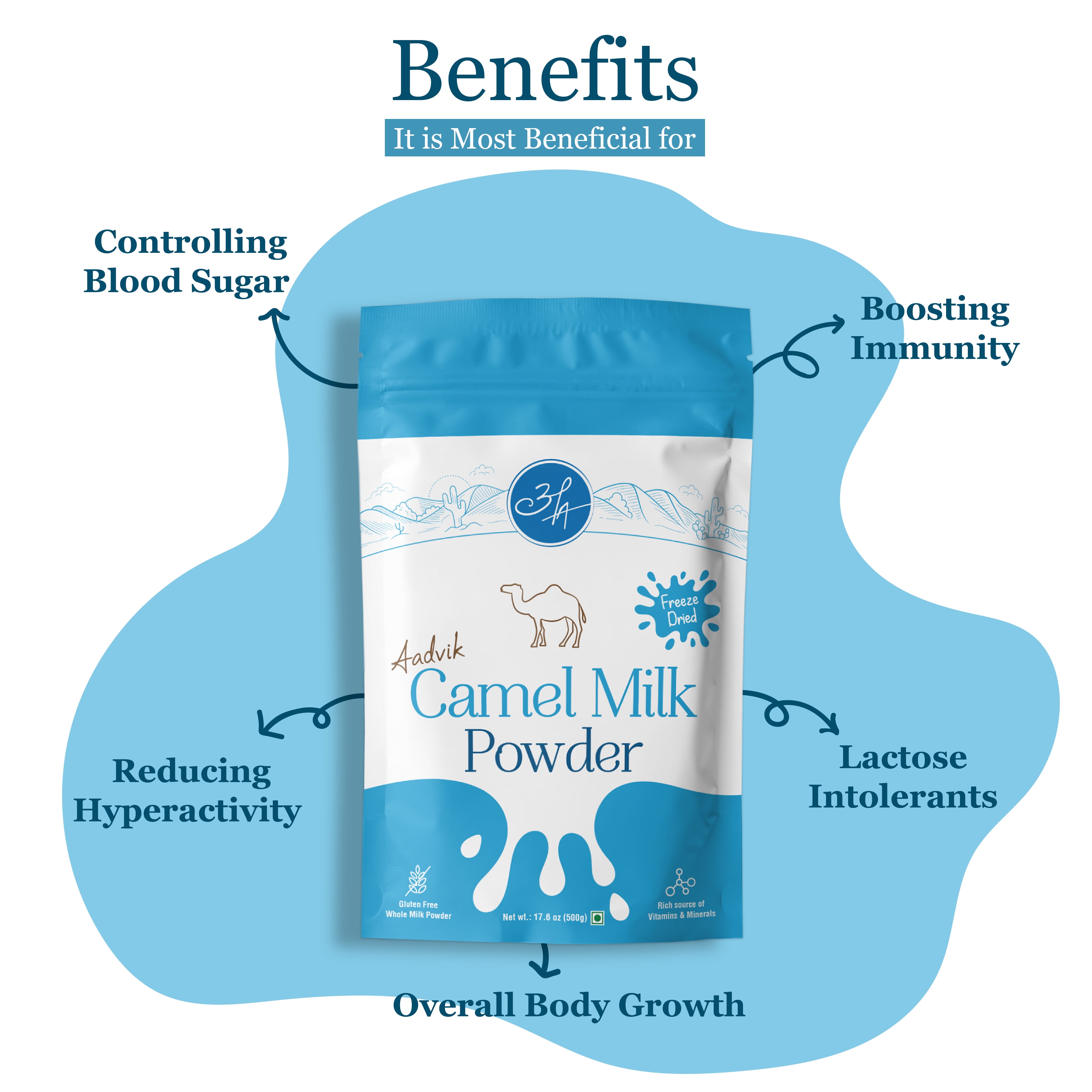 Aadvik Camel Milk Powder | Freeze Dried | Pure and Natural | 500 gm
