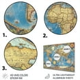thumbnail image 3 of Designart "Antique Map of the World II" Maps Metal Wall Art Prints, 3 of 5