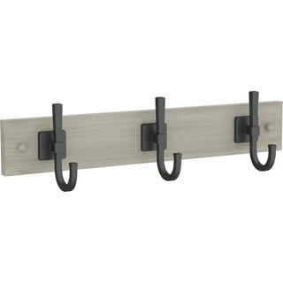 Liberty 18 in. Graywash and Matte Black Rustic Wire Hook Rack