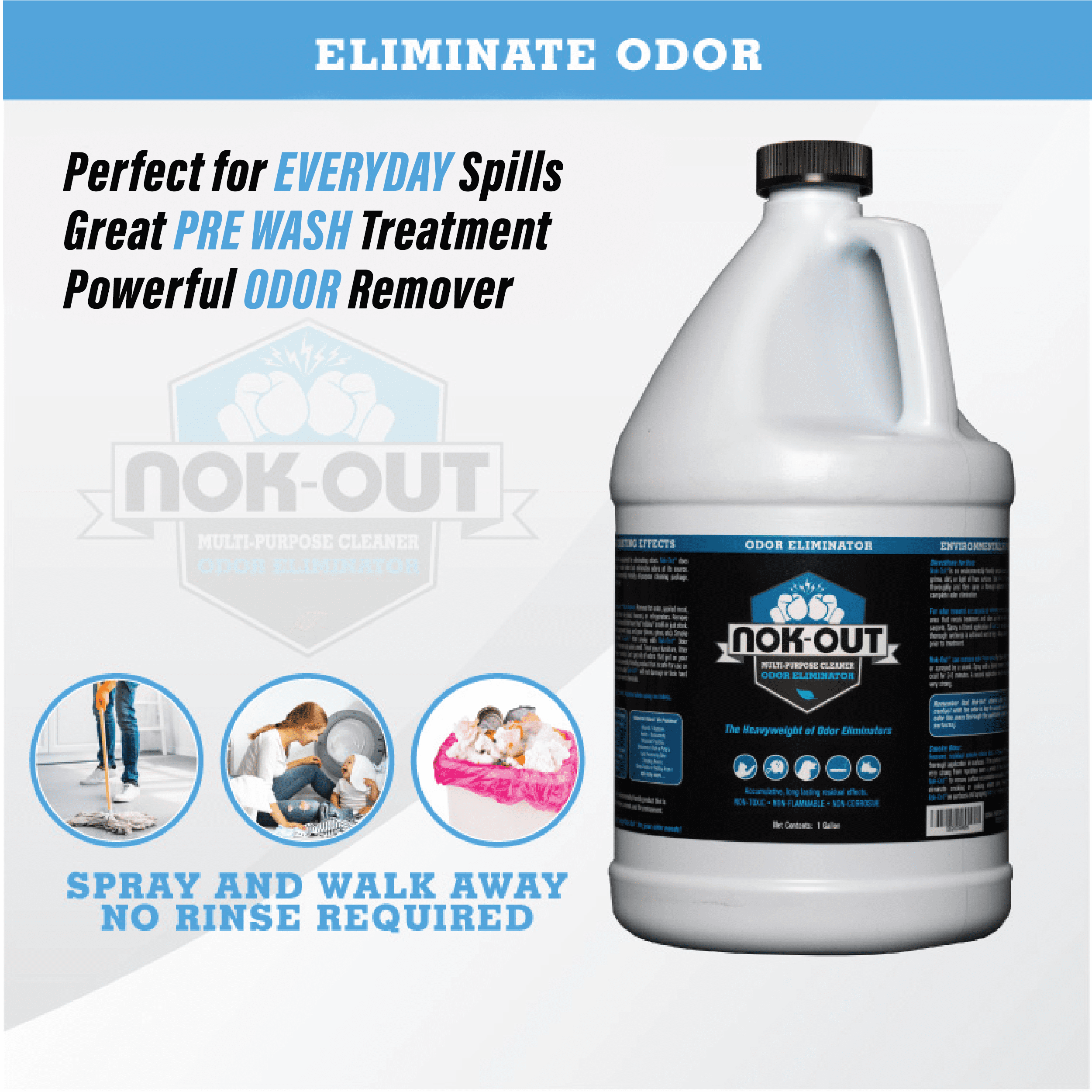 Nok-Out Odor Remover and Disinfectant, Pet Deodorizer and Cleaning Spray, 1 Gallon, 4-Pack