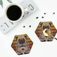thumbnail image 4 of Pofeuu Pug dog Yoga Print Coasters for Drinks, 4Pack PU Leather Coasters, Bar Drink Coasters for Tabletop Protection, Furniture from Damage-Hexagon, 4 of 6