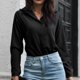 thumbnail image 2 of Camisa de manga larga de Color sólido informal a la moda para mujer, chaqueta, blusa, cárdigan con botones, camisa de manga larga, Tops Pompotops  FGAJ20773, 2 of 5