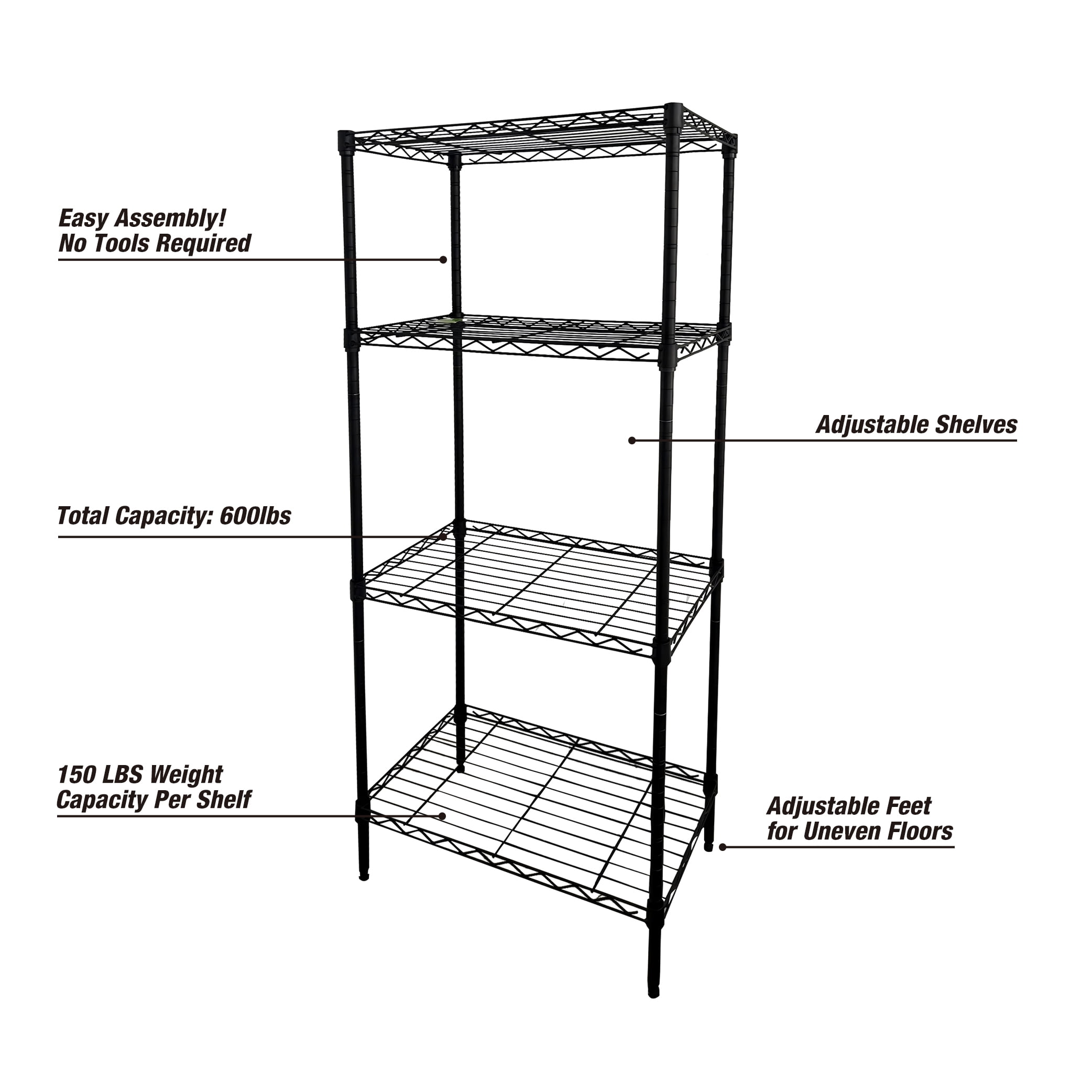 WorkPro 4-Tier Black Slim Wire Shelving