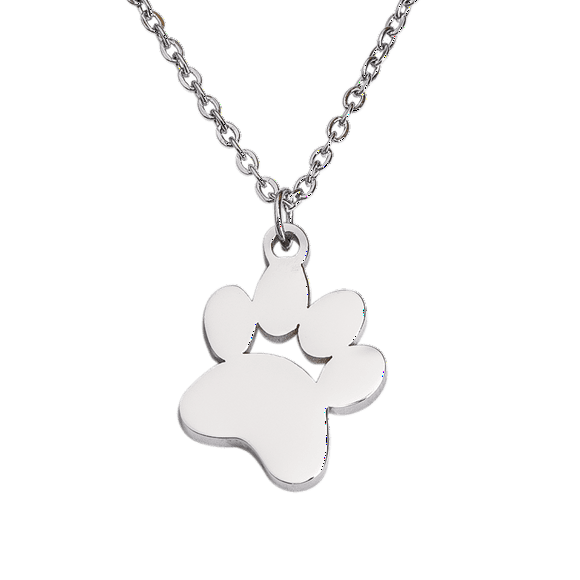 Collar Mujer Huella de Perro LuckyLy, Acero Inoxidable con Baño de Oro 18k o Color Plata, Modelo Canny plateado UNITALLA
