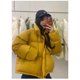 thumbnail image 3 of Parkas cortas cálidas de invierno para mujer, chaqueta de plumón corta con cuello alto a la moda, chaqueta acolchada gruesa de plumón de pato blanco, abrigo informal holgado, 3 of 5