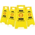 thumbnail image 1 of 4 Pieces Closed for Cleaning Floor Sign Bilingual Two Sided Folding Closed for Cleaning Sign Bright Yellow Warning Signs for Commercial Use (English and Spanish), 1 of 6