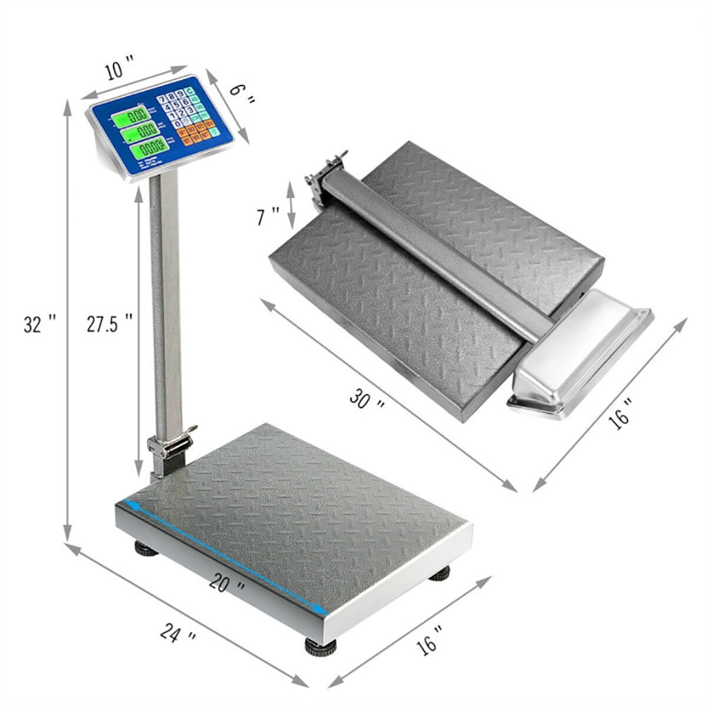 Yardi Yard 660 lbs Weight Platform Scale Digital Floor Folding Scale, Deli Scale Price Computing Commercial Food Produce Electronic Counting Weight