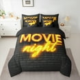 thumbnail image 2 of Manfei Teens Cinema Trictet Twin Bedding Sets 7-Piece, Filmstrip Movie Night Bedding Comforter Set, Retro Theater Theme Reversible Sheet Sets, Breathable Home Decor, 2 of 7