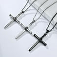 thumbnail image 4 of PAMTIER Unisex Stainless Steel Retro Punk Wire Wrapped Nails Cross Charm Pendant Amulet Crucifix Necklace Christian Jewelry Ancient Silver 23.6" Chain, 4 of 5