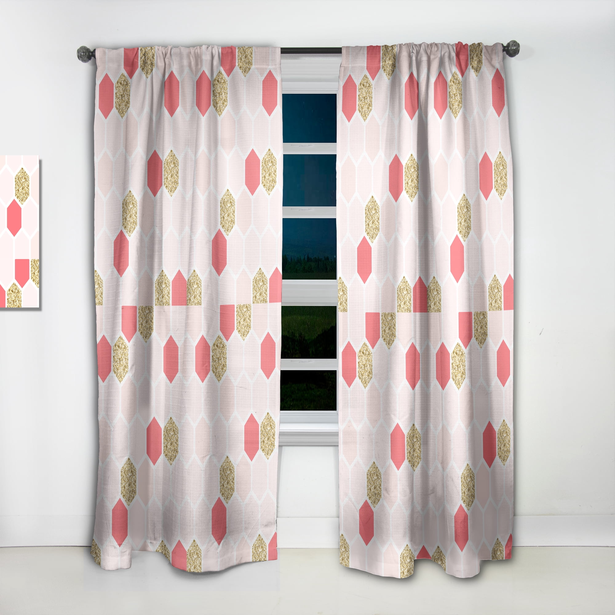 Designart 'Gold Chic Retro Design I' Mid-Century Modern Curtain Panel