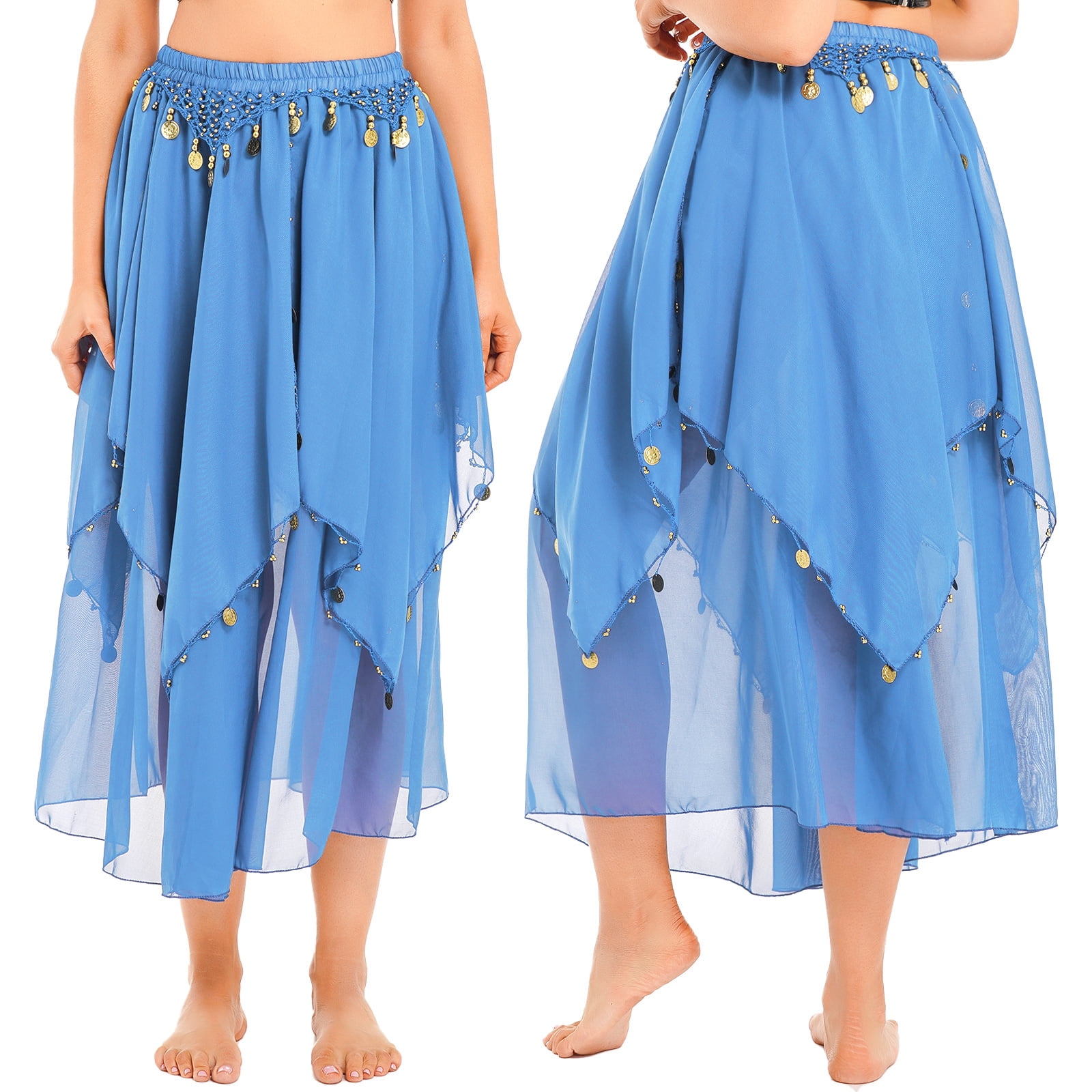 MSemis Women's Dance Skirt Belly Dancing Skirts Long Layered Skirt