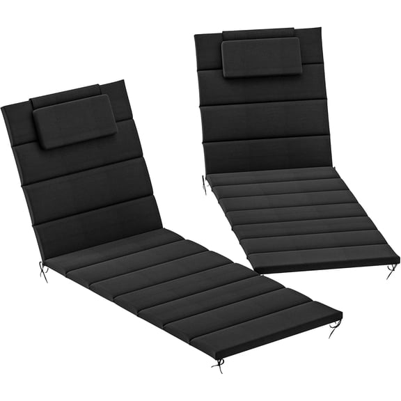 Outdoor Lounge Chair Cushion Set of 2, 80" x 26" UPF50 230gsm Olefin and 25D High-Density Foam, Foldable Patio Chaise Lounge Cushion Set, Fade Resistant for Lawn Pool, Black