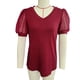 thumbnail image 1 of Camiseta de encaje con mangas abullonadas, camiseta de mujer con cuello en V y mangas abullonadas, camiseta de manga corta abullonada, calidad superior, 1 of 3