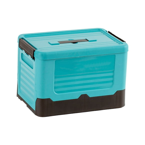 Foldable Storage Box Collapsible Toy Organizer Camping Gear Box Plastic Tote with Lid Handles for Home Car or Outdoor Use 13.39x9.06x9.06 Inches