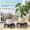 thumbnail image 3 of MATSKY 13" Round Wooden Plant Caddy with Wheels, 2-Pack Heavy Duty Rolling Plant Stand, 300 lbs Capacity, Black, 3 of 7