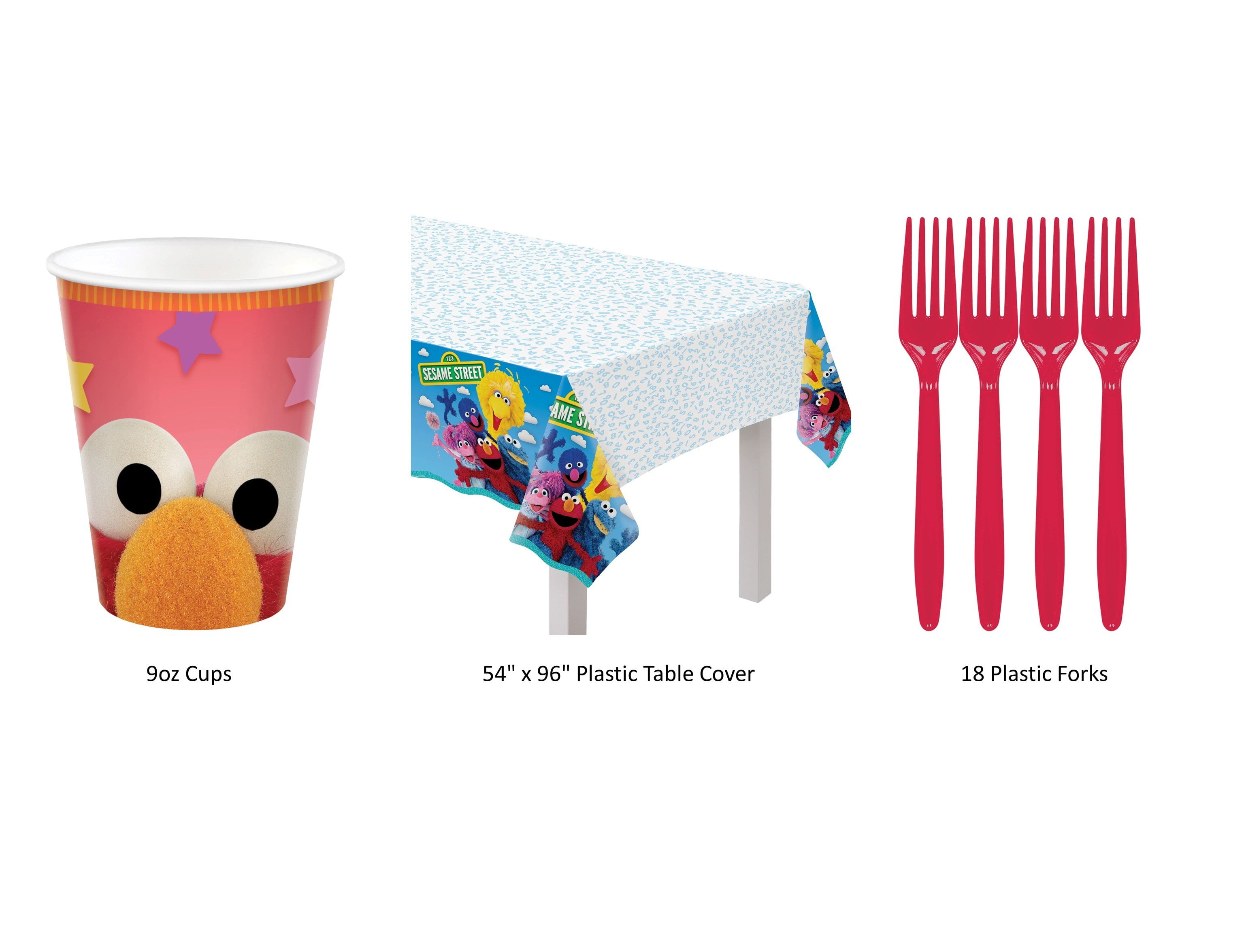 Sesame Street Birthday Party Supplies  Sesame Street Decorations  Sesame Street Tableware  Sesame Street Plates  Sesame Street Balloons Table Set for 16