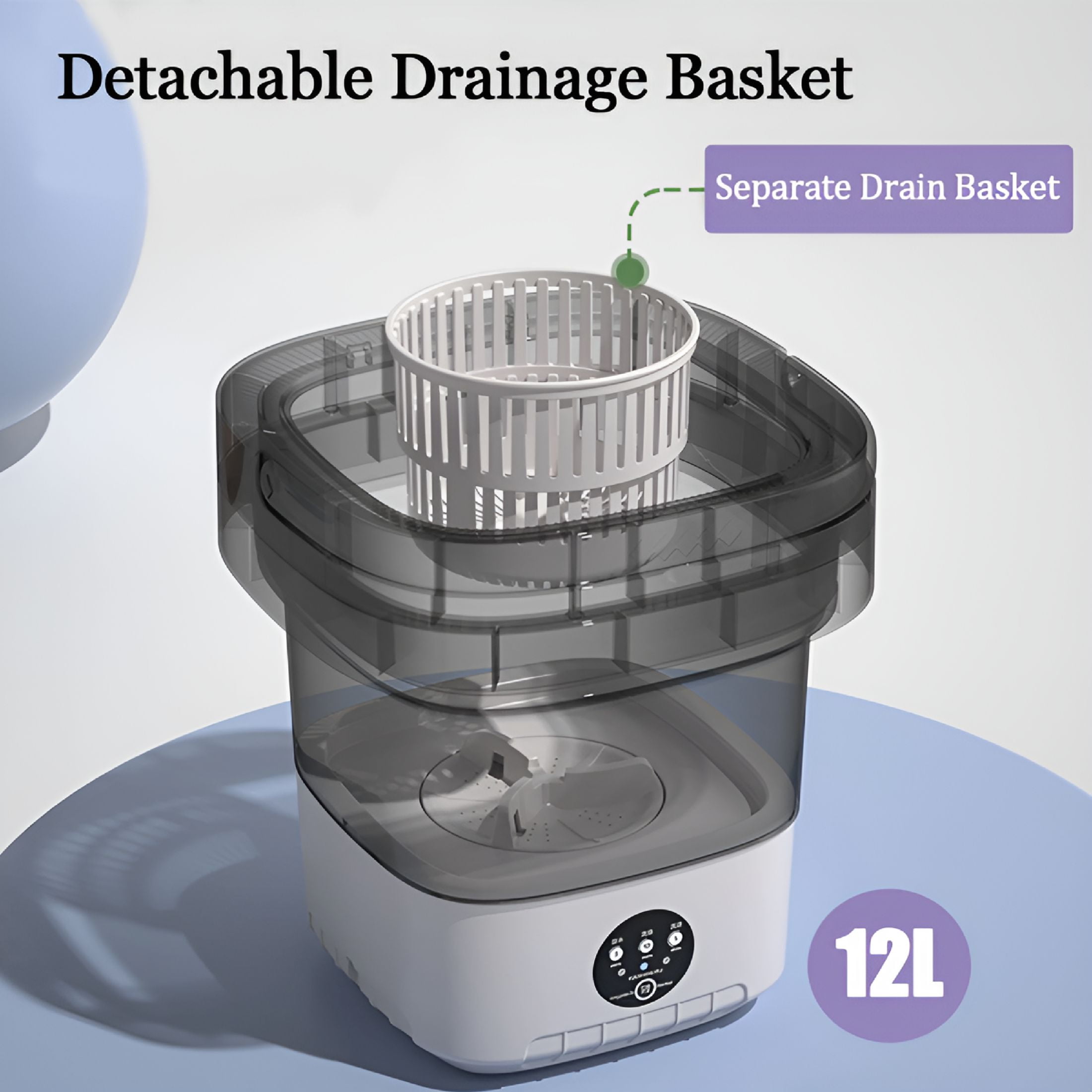 HIBIBUD 2026 New Portable Washing Machine,Mini Washer,12L Upgraded Large Capacity Foldable Washer,Deep Cleaning of Underwear,Baby Clothes&Other Small Clothes. Suitable for Hotel &Travel (Purple)