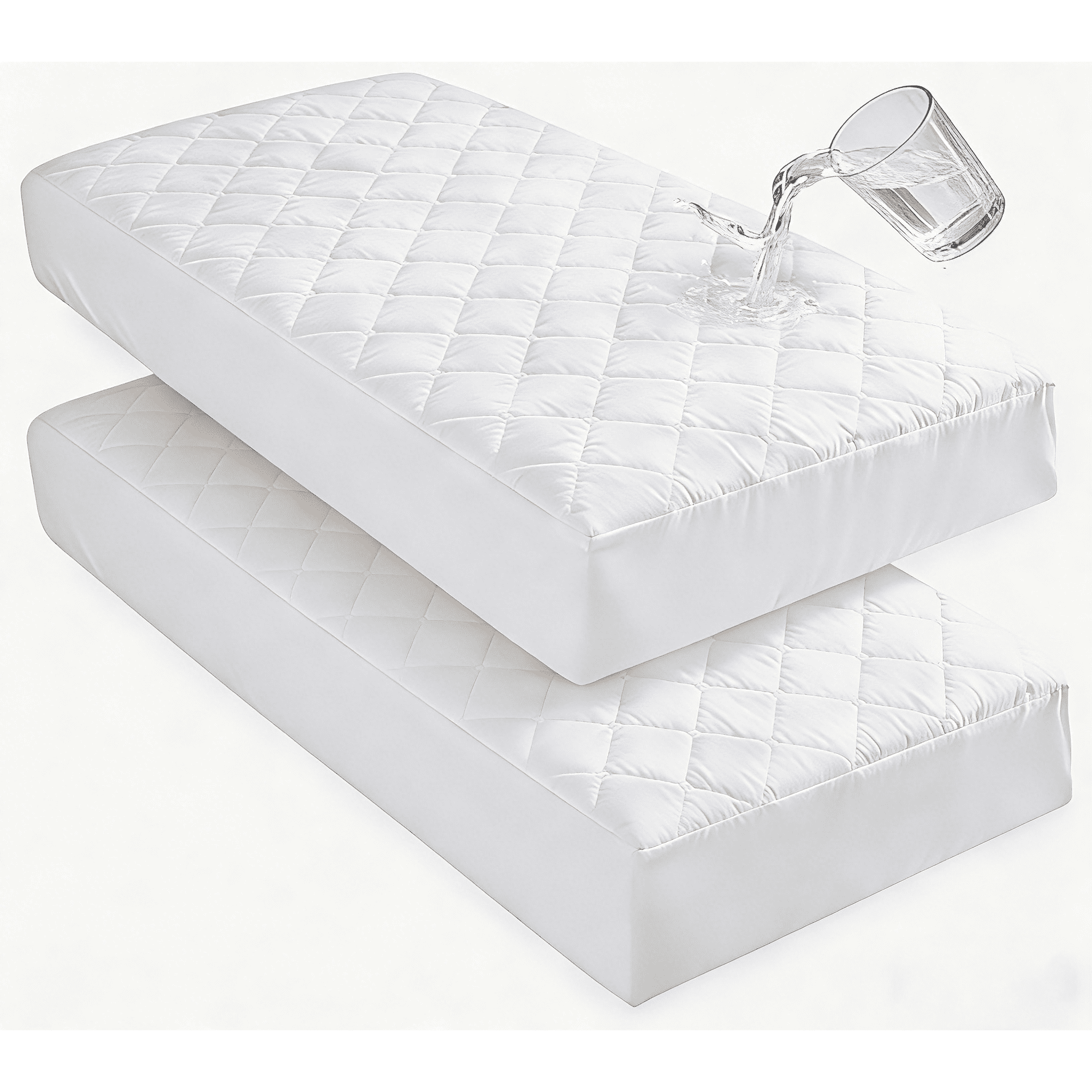 Lorviah 2 Pack Waterproof Crib Mattress Protector 24"x38", Soft Quilted Fitted Sheet, Breathable Noiseless Hypoallergenic Mattress Cover, White