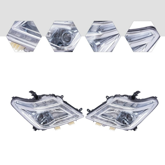 LH RH Headlights Assembly Pair Fits 2017 2018 2019 2020 Nissan Armada Halogen Direct Replacement