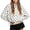 White, variant on Hontri Womens Polka Dot Zip up Cropped Jackets Lightweight, Lapel Collar, Casual Trendy, Fall Spring Outfits, Streetwear Black L