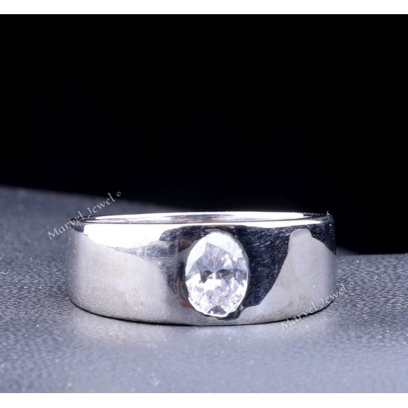 Men's Flush Set Diamond Ring, Single Solitaire Diamond Engagement Ring, Men's Round Diamond Ring, 925 Sterling Silver Ring, 1.5 Ct Simulated Diamond, Gift Ring For Boyfriend