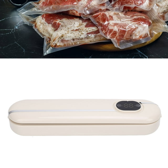 Machine de Scellage Alimentaire 300W, Matériau ABS Apparence Mignonne Compacte et Facile à Ranger Machine de Scellage sous Vide pour Usage Domestique Cuisine Beige
