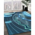 thumbnail image 3 of Ahgly Company Machine Washable Indoor Round Transitional Blue Turquoise Green Area Rugs, 8' Round, 3 of 7