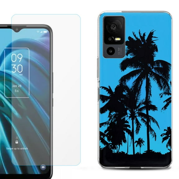 OneToughShield ® for TCL 40 XE 5G Shockproof Fashion Phone Case, with Tempered Glass Screen Protector - Tropical Summer