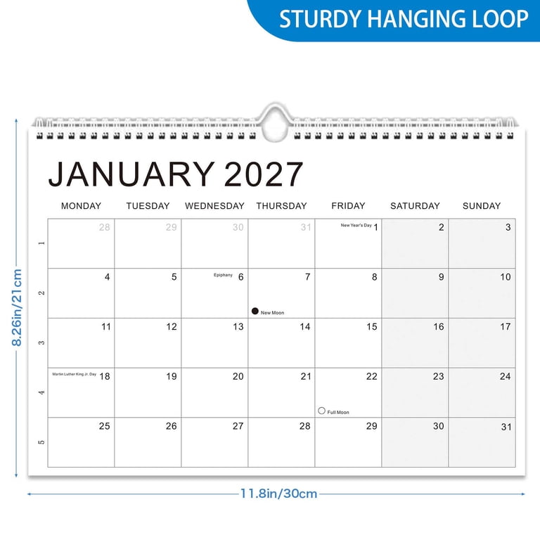 Calendar 2027-2028 Wall Calendar January 2027 to June 2028, 18 Month Calendar 8.26"x11.8" Hanging Calendar for Home Office
