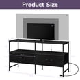 thumbnail image 2 of 25"H Raised TV Stand Industrial TV Stand with Fabric for Living Room, Bedroom with Charging Stake Black, 2 of 6