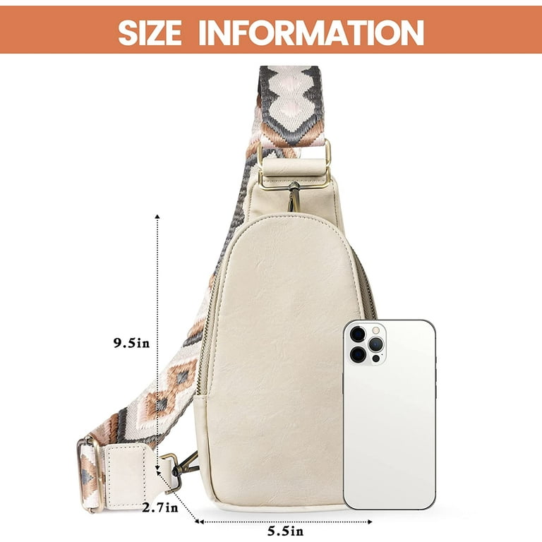 Sling Bag For Women Pu Leather Sling Bag Small Crossbody Sling Backpack  Multipurpose Chest Bag For Women Cycling Hiking (beige)