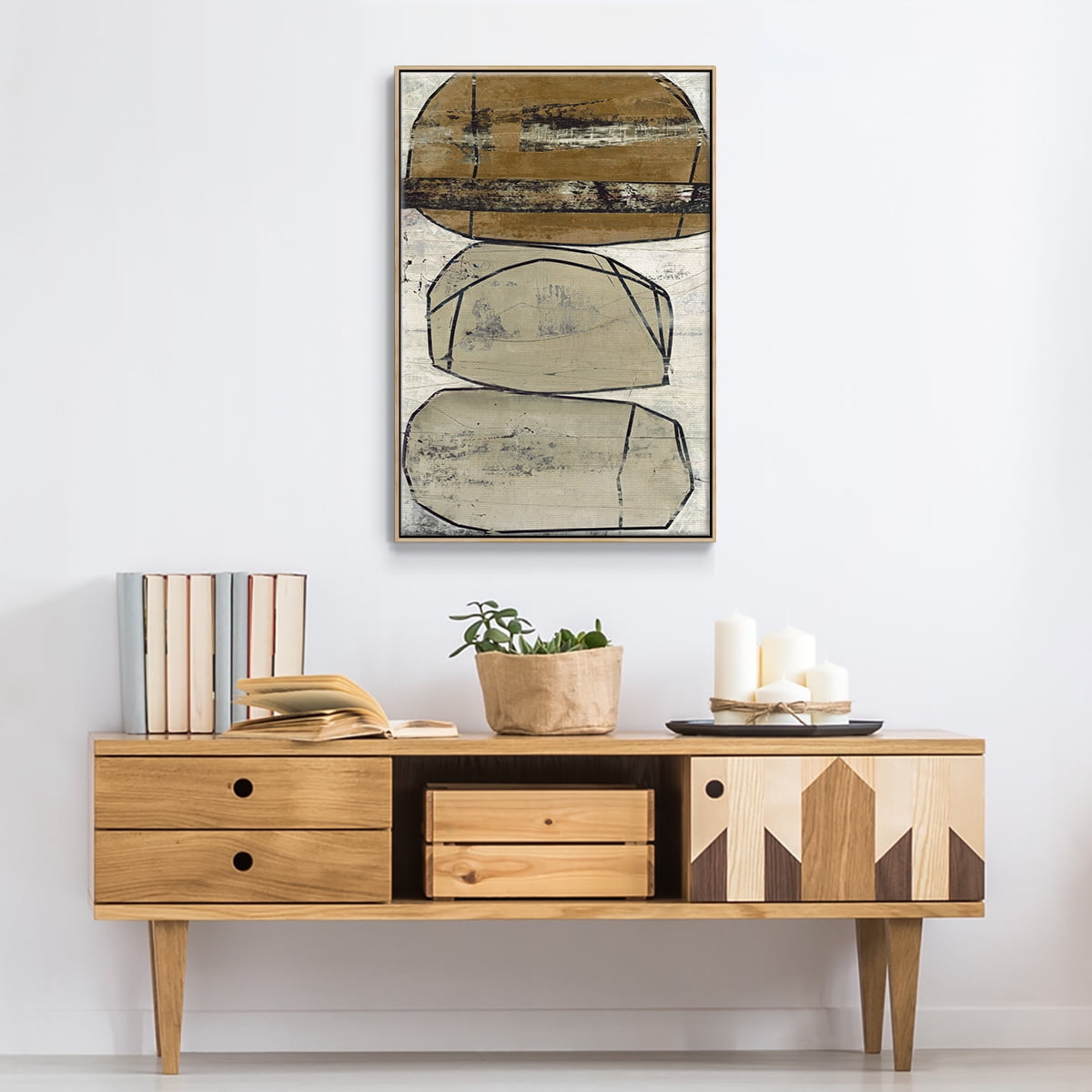 Dim Sum I Framed Premium Gallery Wrapped Canvas - Ready to Hang - 17 x 25 - Natural Wood Floating Frame
