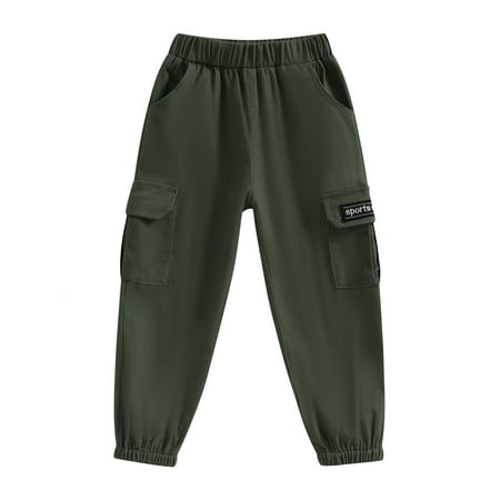 

Qtinghua Toddler Baby Boy Girl Casual Sweatpants Elastic High Waist Joggers Long Cargo Pants with Pockets