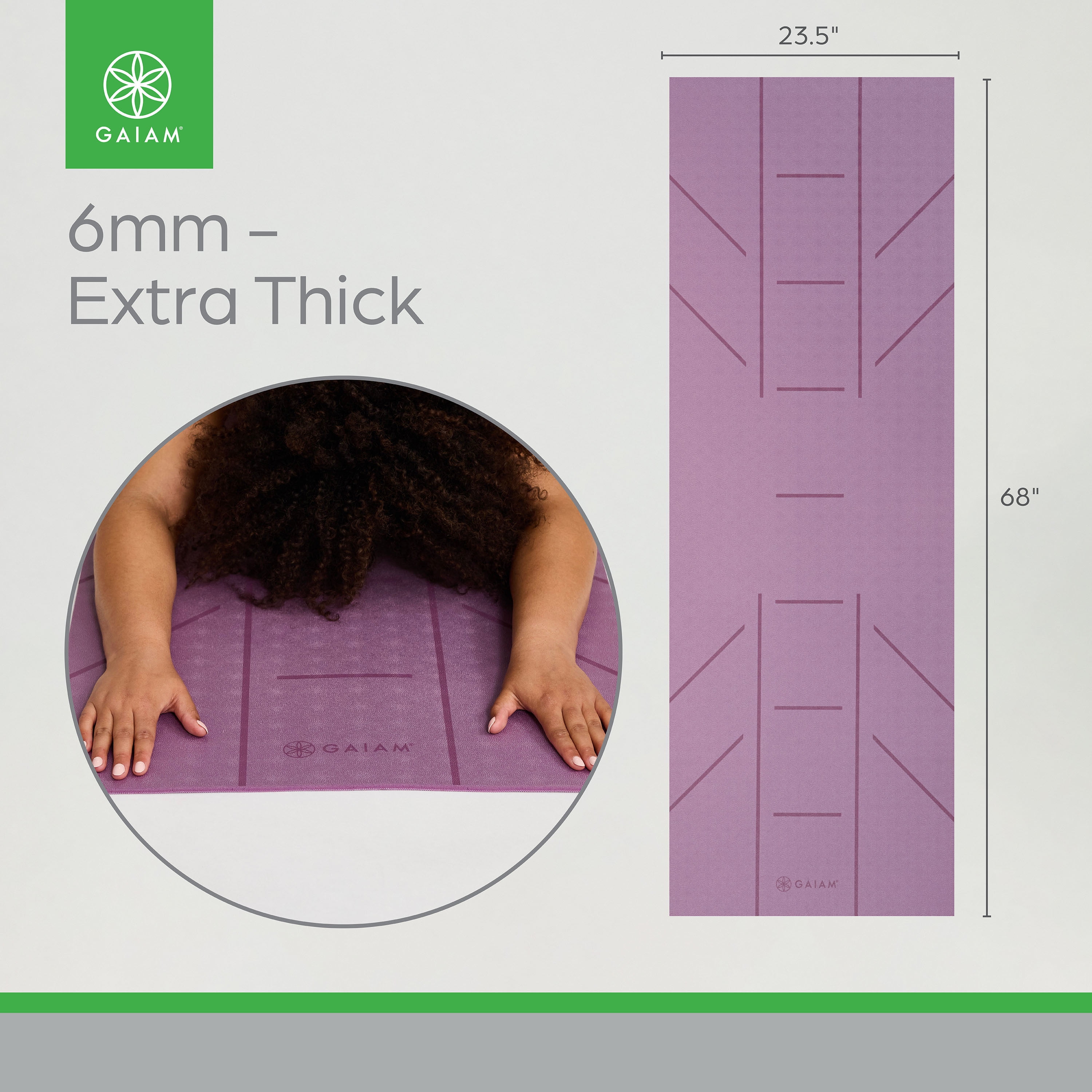 Gaiam 6mm Ultra-Sticky Alignment 1 Yoga Mat - Viola