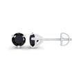 thumbnail image 2 of Decadence 925 Sterling Silver 4mm Round 3 Prong Martini Set Natural Black Onyx Birthstone Screwback Stud Earrings, 2 of 7