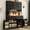Black-71"H, variant on 71" Tall Kitchen Pantry Cabinet with 6 Doors Shelves & Led Lights & Charge Station, 47" Wide Freestanding Farmhouse Cupboard with 2 Drawer,6 Doors Storage,Adjustable Shelves,Open Countertop, Black
