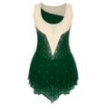 thumbnail image 4 of Venjoe Justaucorps de Gymnastique Rythmique Sans Manches pour Femmes, Strass, Compétition d'Acrobatie, Justaucorps Vert P, 4 of 7