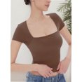 thumbnail image 4 of Women's short Sleeve Short Sleeve Tops Square Neck T Shirts Fitted Basic Tee, 4 of 6