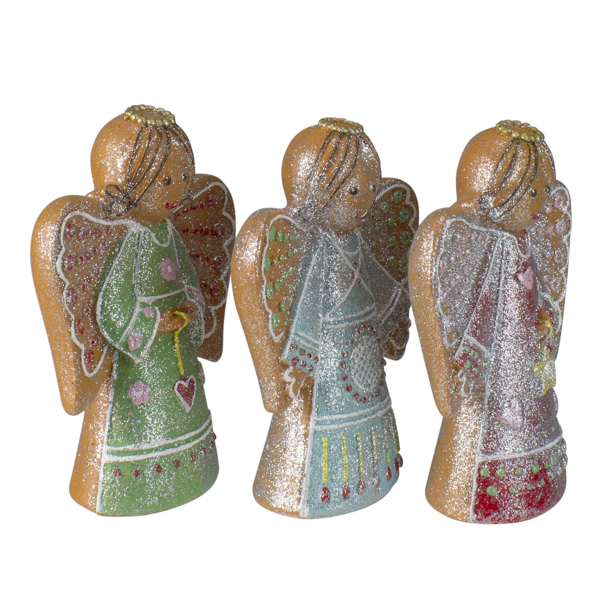 8" Glitter Dusted Gingerbread Holy Family Christmas Decoration
