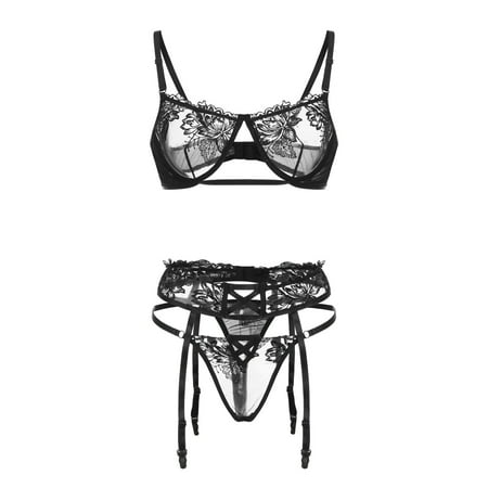 BJUTIR Lingerie For Women Steel Ring Bra Embroidery Underwear Lingerie Sleepwear Garter Belt