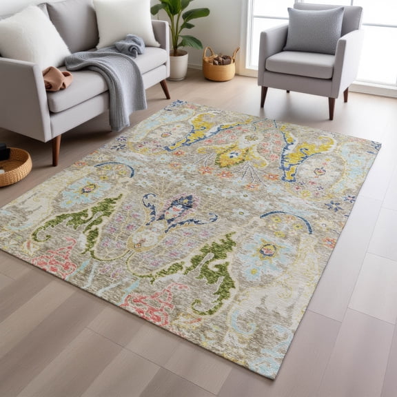 Addison Rugs Chantille Indoor/Outdoor Transitional Modern Beige Machine Washable Rectangle Rug, 10' x 14'