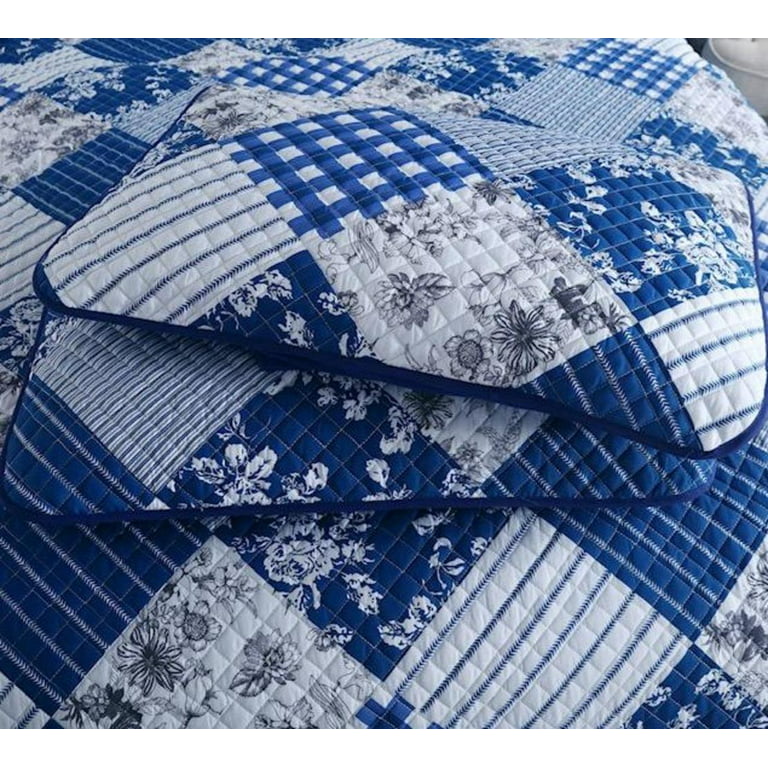 Reversible Cotton Blend 3-Piece Embroidery Pattern Elegant Bedding