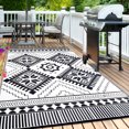 thumbnail image 2 of Waterproof Outdoor Rug 8x10ft, Boho Reversible Plastic Straw Mat for Patio RV Deck Porch Backyard Balcony Camping Picnic Beach Indoor Outdoor Carpet, Black&White, 2 of 7