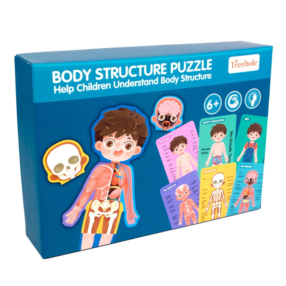 Wooden Puzzles for Toddlers 2 3 4 5 Year Olds 2 Pack Educational Preschool Wood Toys for Kids Ages 2-4 Kids Matching Game for Learning Human Body Parts Anatomy Skeleton