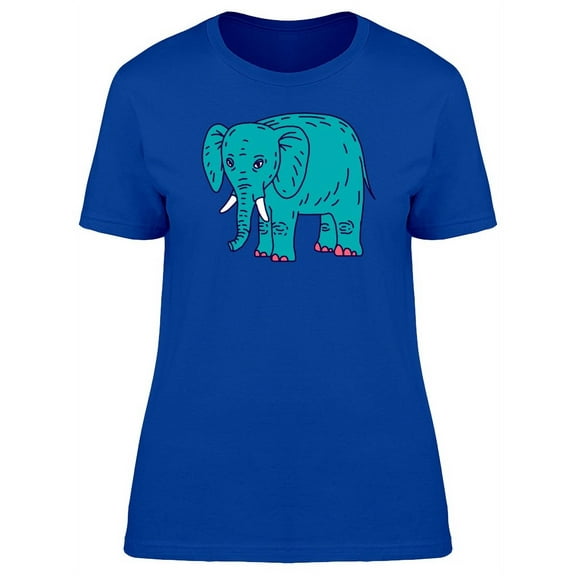 Cute Elephant Doodle Cartoon T-Shirt Women -Image by Shutterstock, Female Large