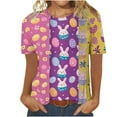 thumbnail image 1 of Blusas para las Mujeres Casual Impreso Cuello Redondo Manga Corta Camiseta Top, Tops Cortos para las Mujeres Primavera Verano, 1 of 5