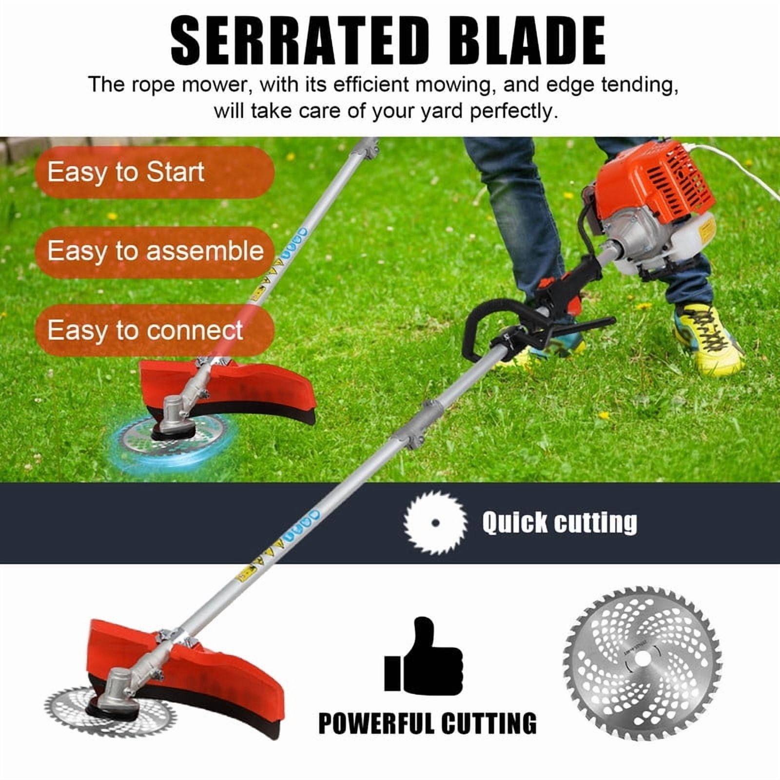 YNCE Powerful Gas String Trimmer,Hedge Trimmer,Full Functioning Guard Accessories String Trimmers Lawn Mower 52CC Petrol Hedge Trimmer Chainsaw Brush Cutter