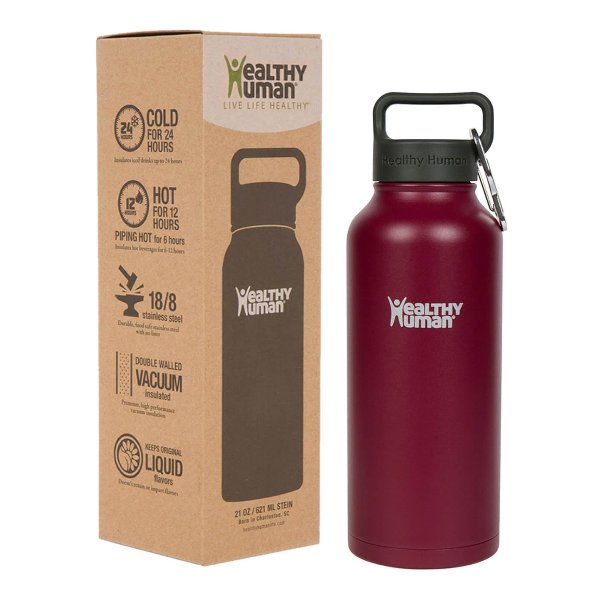 Healthy Human Stainless Steel Water Bottle  (Merlot, 32 oz/ 946 ML)